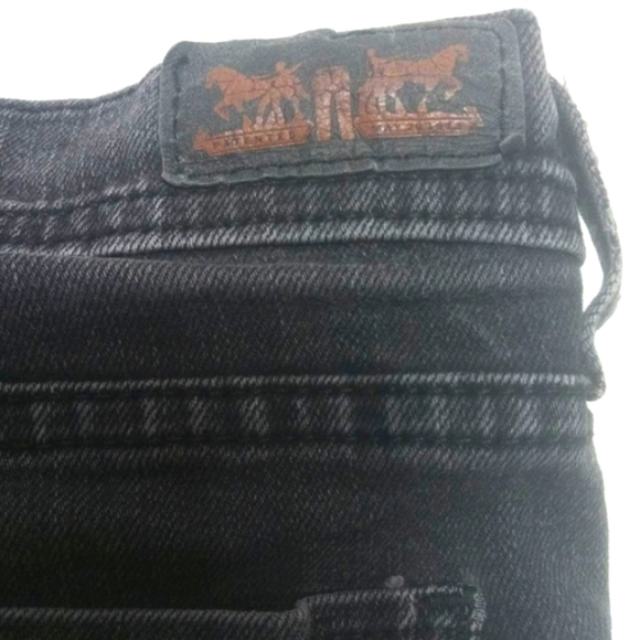 Levi’s Jeans 505 Straight High Rise Women 12 Medium Fit 34x29 Mid Black Distress - Picture 4 of 15